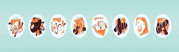 Waffeln Bild Von Oben Cartoon Icon Design Vorlage Mit Verschiedenen — Stockvektor