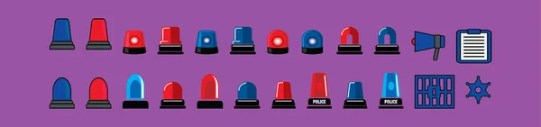 Sirenengeheul Polizei Blinker Cartoon Ikone Design Vorlage Mit Verschiedenen Modellen — Stockvektor