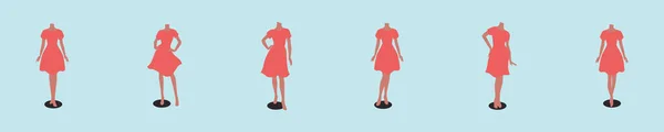 Ensemble Modèle Élégant Conception Icône Dessin Animé Filles Mode Avec — Image vectorielle