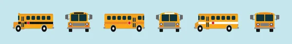 Набор Школьного Автобуса Шаблон Иконки Мультика Различными Моделями Современная Векторная — стоковый вектор