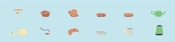 Set Bread Cartoon Icon Design Template Scone Various Models Modern — Stock Vector