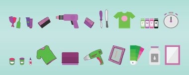 ekran yazdırma araçları. Çeşitli modellerle karikatür ikonu tasarım şablonu. modern vektör illüstrasyonu mavi arkaplanda izole edildi