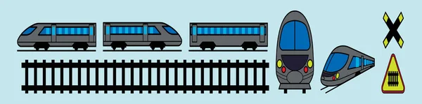 Conjunto Trem Alta Velocidade Desenho Animado Ícone Modelo Com Vários — Vetor de Stock