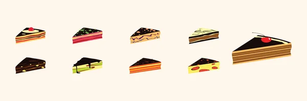 Set Tiramisu Cake Cartoon Icon Design Template Various Models Modern — Stock Vector
