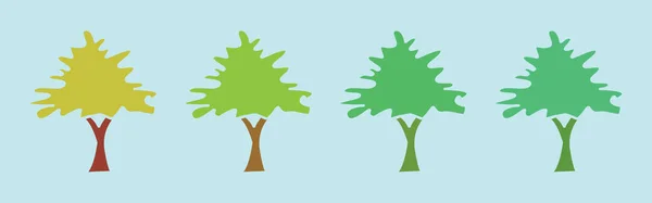 Set Tree Cartoon Icon Design Template Various Models Modern Vector — Stock Vector