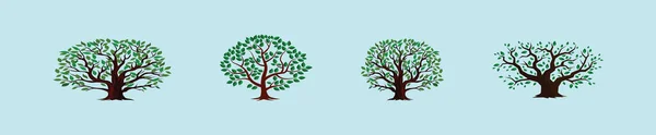 Conjunto Árvore Desenho Animado Ícone Modelo Design Com Vários Modelos — Vetor de Stock