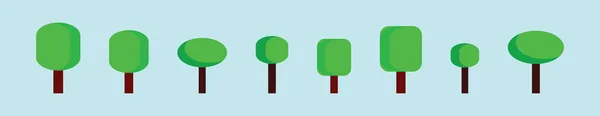 Conjunto Árbol Dibujos Animados Icono Plantilla Diseño Con Varios Modelos — Vector de stock