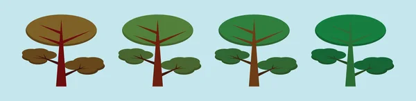Conjunto Árbol Dibujos Animados Icono Plantilla Diseño Con Varios Modelos — Vector de stock