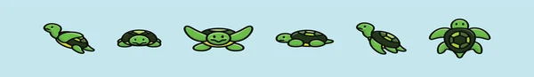 Conjunto Animais Tartaruga Desenho Animado Ícone Modelo Design Com Vários —  Vetores de Stock