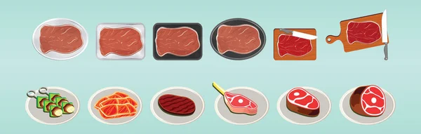 Jeu Viande Dessin Animé Modèle Conception Icône Dessin Animé Avec — Image vectorielle