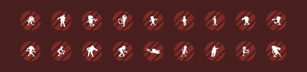 Conjunto Dibujos Animados Zombie Plantilla Diseño Icono Con Varios Modelo — Vector de stock