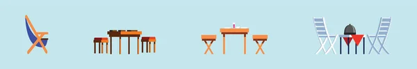 Ensemble Table Chaise Dessin Animé Icône Modèle Conception Avec Divers — Image vectorielle