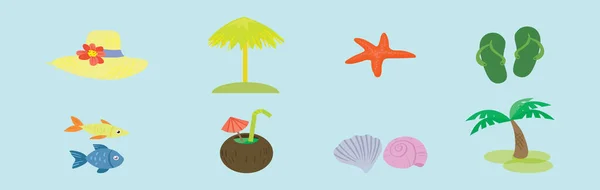 Набор Шаблонов Дизайна Иконок Пляжного Элемента Различными Моделями Современная Векторная — стоковый вектор