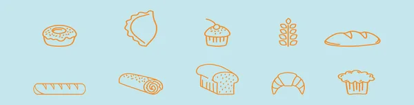 Набор Шаблонов Дизайна Иконок Пекарни Различными Моделями Современная Векторная Иллюстрация — стоковый вектор