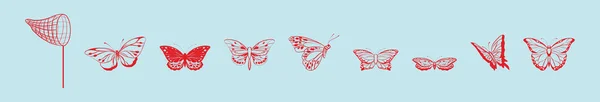 Conjunto Mariposa Moderna Plantilla Diseño Iconos Dibujos Animados Con Varios — Archivo Imágenes Vectoriales