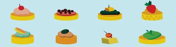 Set Von Canapes Mit Verschiedenen Toppings Icon Design Vorlage Mit — Stockvektor