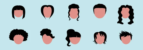 Set Van Haar Stijl Cartoon Pictogram Ontwerp Template Met Verschillende — Stockvector