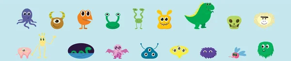 Set Von Monster Cartoon Icon Design Vorlage Mit Verschiedenen Modellen — Stockvektor