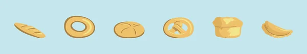 Σύνολο Ψωμιά Ρολά Εικονίδιο Κινουμένων Σχεδίων Πρότυπο Σχεδιασμού Διάφορα Μοντέλα — Διανυσματικό Αρχείο
