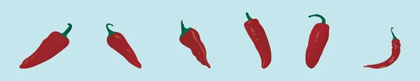 Set Von Hot Pepper Cartoon Design Vorlage Mit Verschiedenen Modellen — Stockvektor