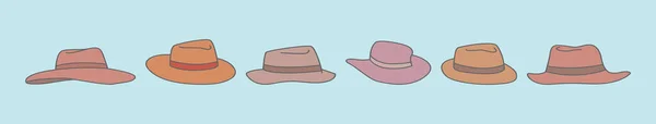 Conjunto Panama Chapéu Desenho Animado Ícone Modelo Com Vários Modelos —  Vetores de Stock