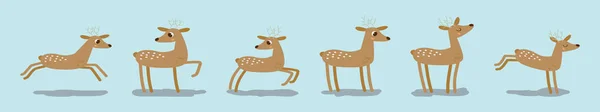 Set Reindeer Cartoon Icon Design Template Various Models Modern Vector — Stock Vector