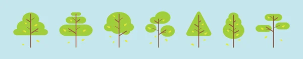 Set Von Baum Cartoon Icon Design Vorlage Mit Verschiedenen Modellen — Stockvektor