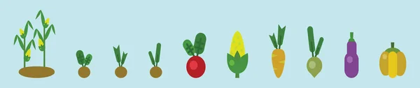 Conjunto Plantilla Diseño Icono Dibujos Animados Vegetales Con Varios Modelos — Archivo Imágenes Vectoriales