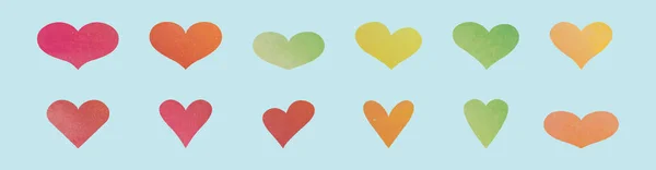 Набор Сердца Мультфильм Иконка Дизайн Шаблон Различными Моделями Современная Векторная — стоковый вектор