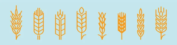 様々なモデルの小麦の茎の漫画のアイコンデザインテンプレートのセット 青の背景に隔離された現代のベクターイラスト — ストックベクタ