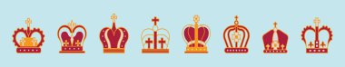 Crown karikatür ikonu dizayn şablonu çeşitli modellerle. modern vektör illüstrasyonu mavi arkaplanda izole edildi