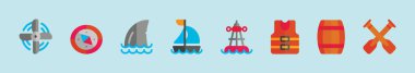 Harbour karikatür dizayn şablonu ve çeşitli modeller. modern vektör illüstrasyonu mavi arkaplanda izole edildi