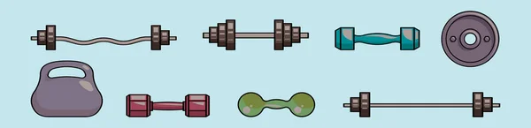 Conjunto Dumbbell Desenho Animado Ícone Modelo Com Vários Modelos Ilustração — Vetor de Stock