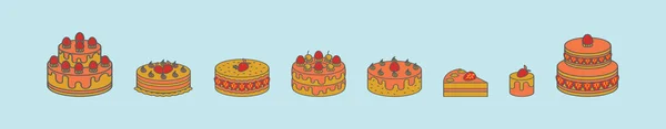 Conjunto Fresa Shortcake Icono Dibujos Animados Plantilla Diseño Con Varios — Archivo Imágenes Vectoriales