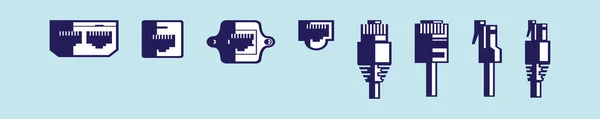 Набор Шаблонов Иконок Кабеля Rj45 Различными Моделями Современная Векторная Иллюстрация — стоковый вектор