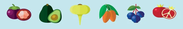 Conjunto Super Alimento Icono Dibujos Animados Plantilla Diseño Con Varios — Vector de stock