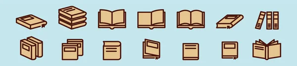 Conjunto Libro Dibujos Animados Plantilla Diseño Iconos Con Varios Modelos — Vector de stock