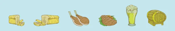 Set Von Oktoberfest Food Cartoon Icon Design Template Mit Verschiedenen — Stockvektor