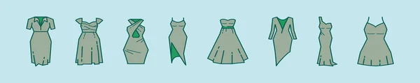 Set Van Jurk Cartoon Pictogram Ontwerp Sjablonen Met Verschillende Modellen — Stockvector