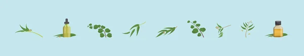Conjunto Dibujos Animados Eucalipto Plantilla Diseño Icono Con Varios Modelos — Vector de stock