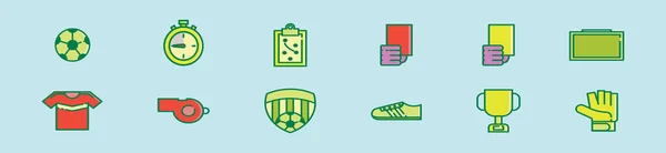 Conjunto Plantilla Diseño Iconos Dibujos Animados Idioma Futsal Con Varios — Vector de stock