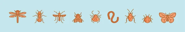 Ensemble Insectes Dessin Animé Icône Modèle Conception Avec Divers Modèles — Image vectorielle