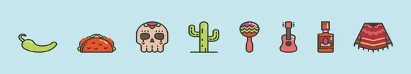 Набор Шаблонов Дизайна Иконок Мексики Различными Моделями Современная Векторная Иллюстрация — стоковый вектор