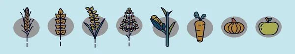 Set Plante Desene Animate Șablon Design Pictogramă Diferite Modele Ilustrație — Vector de stoc