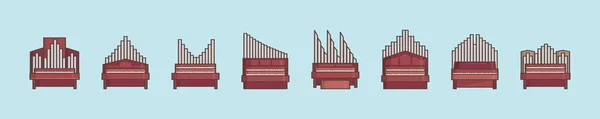 Ensemble Modèle Conception Icône Dessin Animé Orgue Tuyau Avec Divers — Image vectorielle