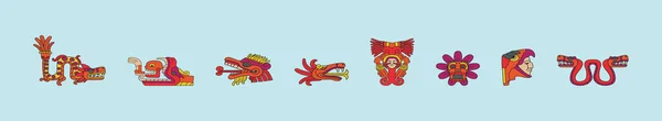 Készlet Quetzalcoatl Rajzfilm Ikon Design Sablon Különböző Modellek Modern Vektor — Stock Vector