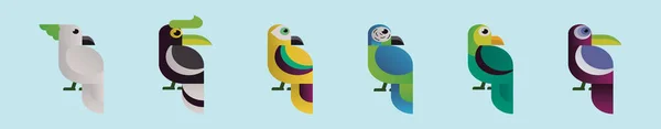 Conjunto Dibujos Animados Aves Plantilla Diseño Icono Con Varios Modelos — Archivo Imágenes Vectoriales