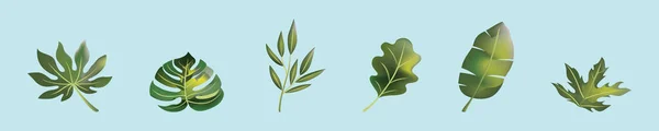 Набор Зеленых Листьев Рисунок Иконки Шаблон Различными Моделями Современная Векторная — стоковый вектор