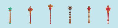 set of sceptre cartoon icon design template with various models. modern vector illustration isolated on blue background clipart