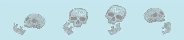 Conjunto Calavera Icono Dibujos Animados Plantilla Diseño Con Varios Modelos — Archivo Imágenes Vectoriales